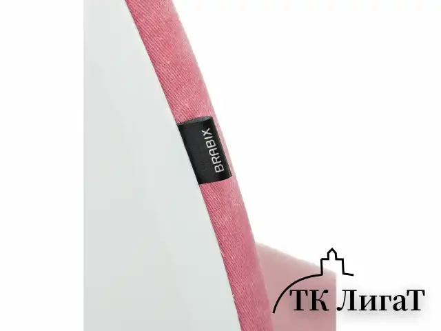 Кресло детское BRABIX "Fancy MG-201W", с подлокотниками, пластик белый, ткань вельветовая, розовое, 533009