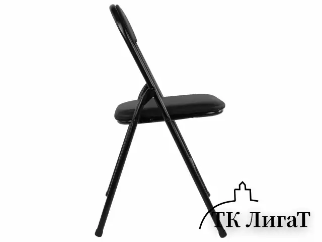 Стул складной BRABIX "Golf CF-007", черный каркас, кожзам черный, гофрокороб, 533024