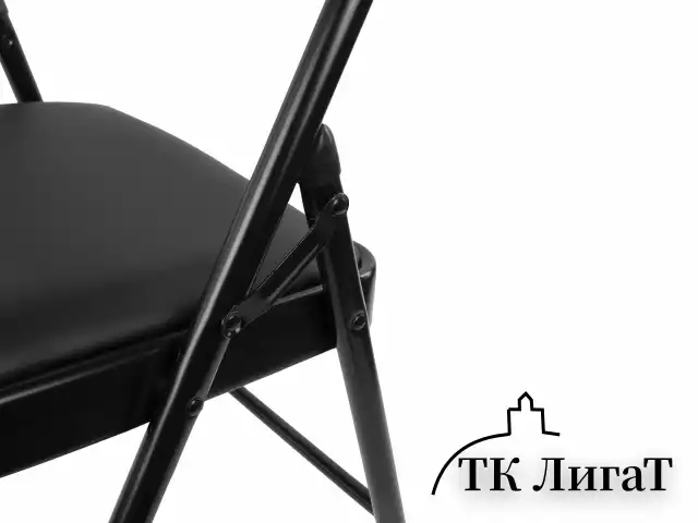 Стул складной BRABIX "Golf Plus CF-003 КОМФОРТ", черный каркас, кожзам черный, В КОРОБЕ, 533026