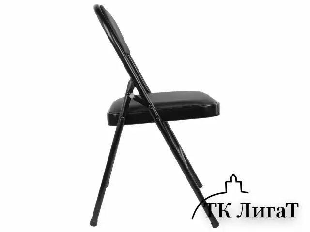 Стул складной BRABIX "Golf Plus CF-003 КОМФОРТ", черный каркас, кожзам черный, В КОРОБЕ, 533026