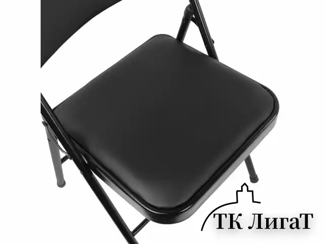 Стул складной BRABIX "Golf Plus CF-003 КОМФОРТ", черный каркас, кожзам черный, В КОРОБЕ, 533026