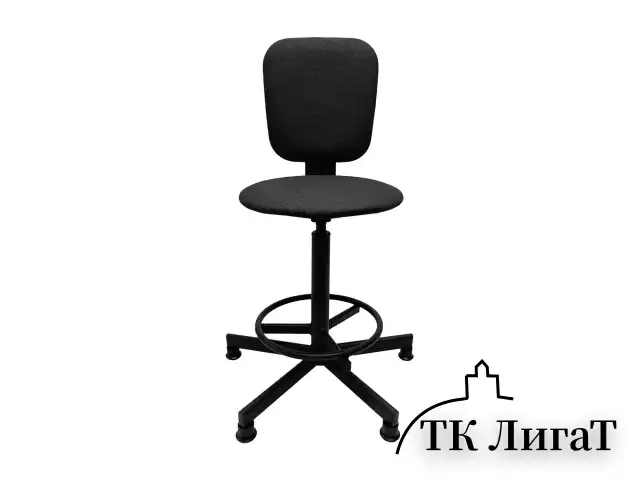 Стул кресло кассира, ресепшн РС37, на винте, без подлокотников, ткань, темно-серый
