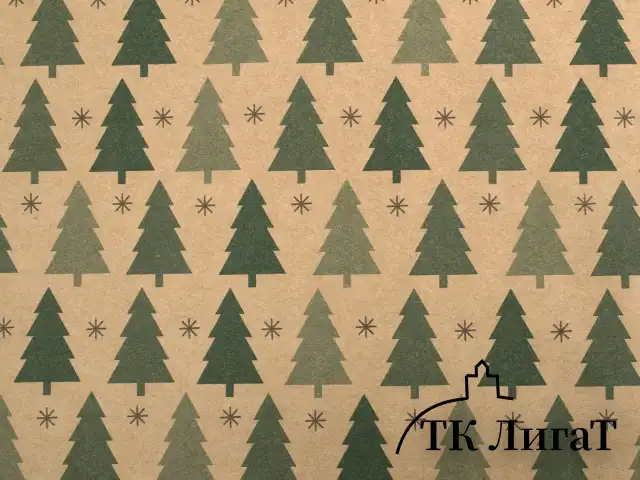 Бумага упаковочная подарочная крафт BIG SIZE новогодняя "Holiday Trees", 0,7х10 м, ЗОЛОТАЯ СКАЗКА, 591946