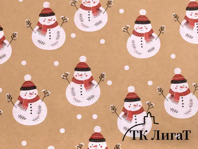 Бумага упаковочная подарочная крафт BIG SIZE новогодняя "Snowman", 0,7х10 м, ЗОЛОТАЯ СКАЗКА, 591948