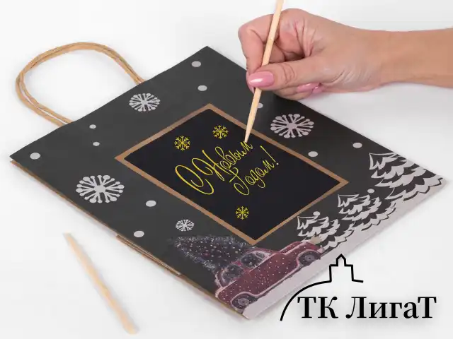 Пакет подарочный НАБОР 6 штук, 21x14x26 см, скретч-слой + стилус, "NY Kraft", ЗОЛОТАЯ СКАЗКА, 591967