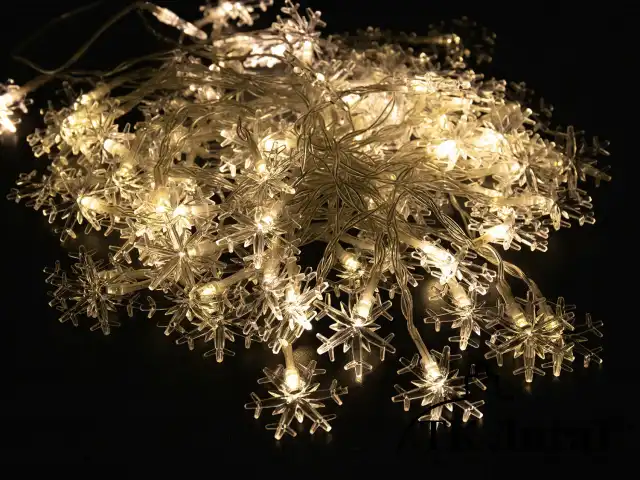 Электрогирлянда-нить комнатная "Снежинки" 10 м, 80 LED, теплый белый, USB, ЗОЛОТАЯ СКАЗКА, 592204