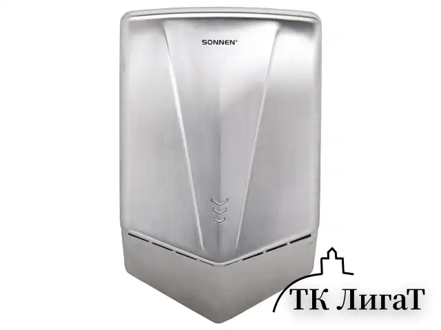 Сушилка для рук ВЫСОКОСКОРОСТНАЯ АНТИВАНДАЛЬНАЯ SONNEN K2022A, 1300 Вт, 150 м/с, IPX1, 72 дБ, нержавеющая сталь, 607191