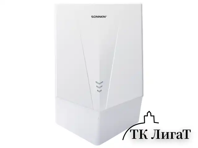 Сушилка для рук ВЫСОКОСКОРОСТНАЯ SONNEN K2022B, 1300 Вт, 150 м/с, IPX1, 72 дБ, белая, пластиковый корпус, 607192