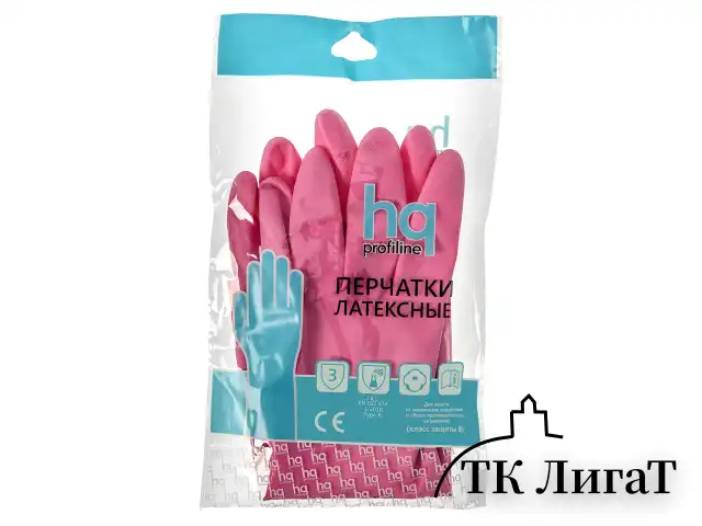 Перчатки латексные КЩС, сверхпрочные, плотные, хлопковое напыление, размер 7 S, малый, красные, HQ Profiline, 73579