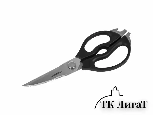 Ножницы кухонные DASWERK, 230 мм, разборные, с открывашками, зазубренные, 608906