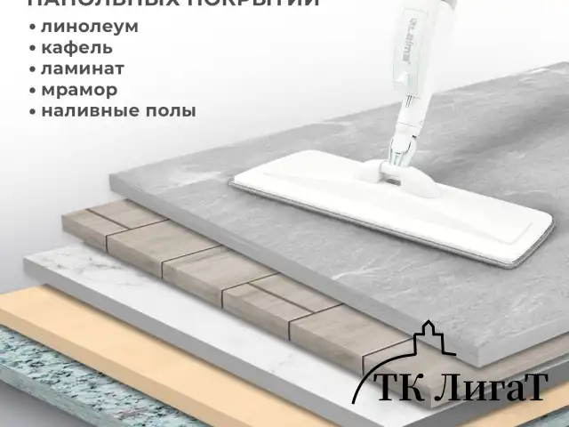 Швабра с распылителем UltraSpray Z, 2 насадки из микрофибры с плоским ворсом, скребок, LAIMA, 609145