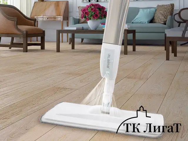Швабра с распылителем UltraSpray Z, 2 насадки из микрофибры с плоским ворсом, скребок, LAIMA, 609145