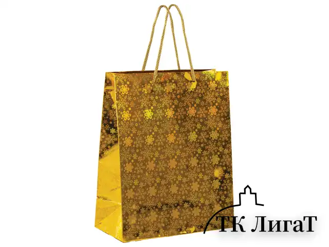 Пакет подарочный новогодний (1 шт.) 26x13x32 см (L), ГОЛОГРАФИЯ ассорти 3 цвета, ЗОЛОТАЯ СКАЗКА, 609612