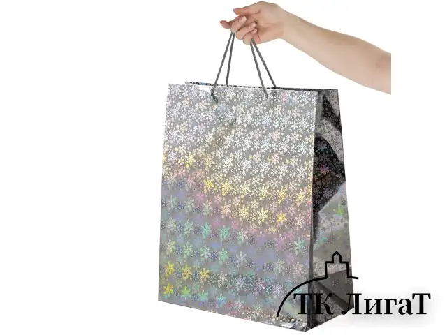 Пакет подарочный новогодний (1 шт.) 41x19x49 см (XXL), ГОЛОГРАФИЯ, ассорти 3 цвета, ЗОЛОТАЯ СКАЗКА, 609613