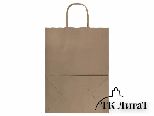 Крафт-пакет бумажный 26х15х35 см, КОМПЛЕКТ 50 шт., крученые ручки, плотность 90 г/м2, LAIMA ECO CRAFT, 609686
