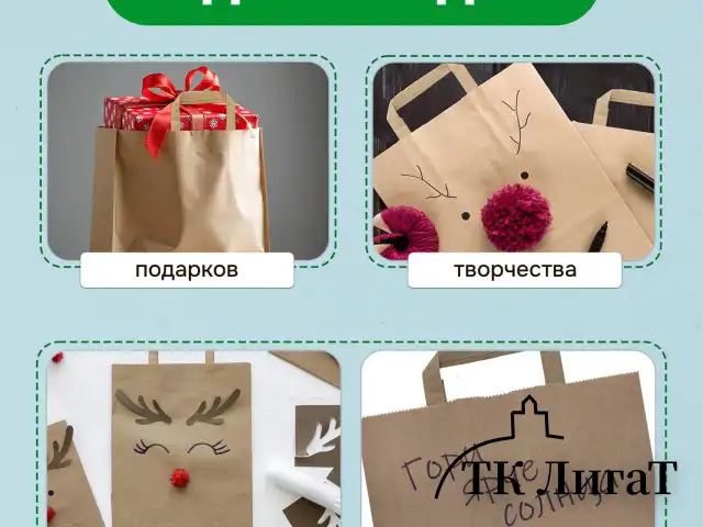 Крафт-пакет бумажный 24х14х29 см, КОМПЛЕКТ 50 шт., плоские ручки, плотность 90 г/м2, LAIMA ECO CRAFT, 609687