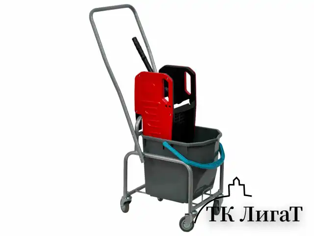 Тележка уборочная Eco-Force, 1 съемное ведро 25 л, отжим, металлический каркас, бесшумные колеса, 21EF/1