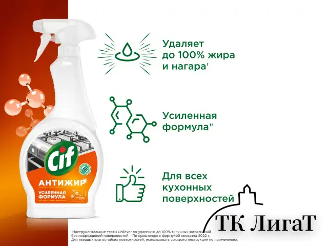 Средство для чистки плит, духовок, грилей от жира и нагара 500 мл, CIF Антижир "Цитрус"