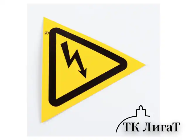 Знак "Опасность поражения электрическим током", КОМПЛЕКТ 10 штук, 100 мм, пленка, W08