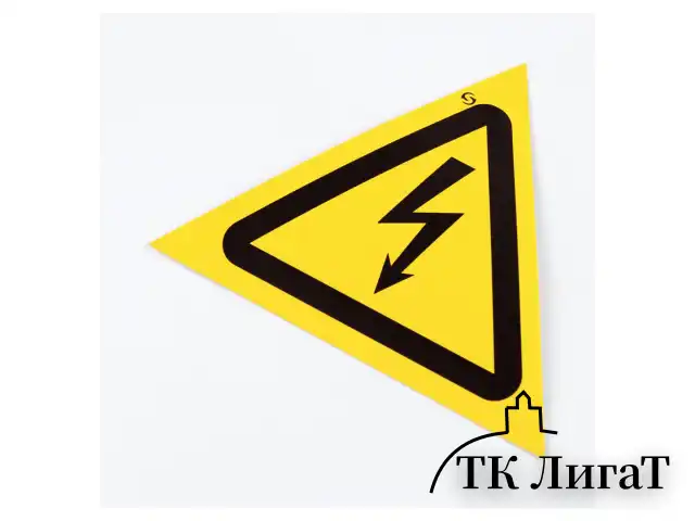 Знак "Опасность поражения электрическим током", КОМПЛЕКТ 10 штук, 100 мм, пленка, W08