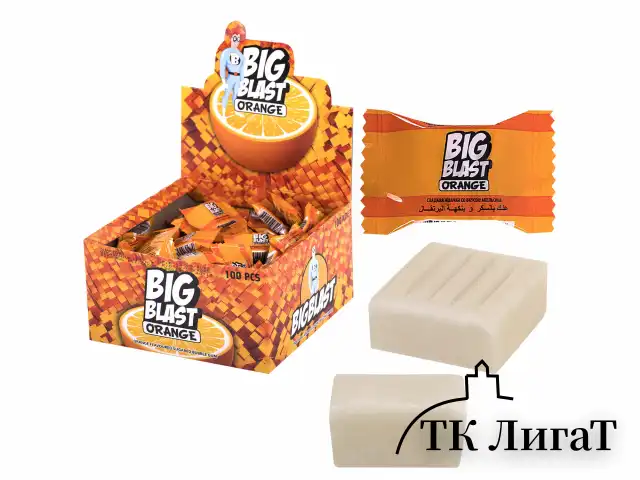 Жевательная резинка BIGBLAST со вкусом апельсина, 100 шт. по 4 г в шоу-боксе, ТУРЦИЯ, УТ-00002108