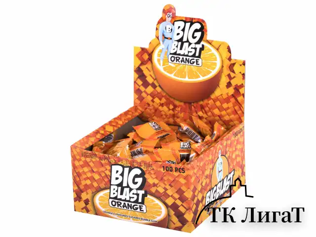 Жевательная резинка BIGBLAST со вкусом апельсина, 100 шт. по 4 г в шоу-боксе, ТУРЦИЯ, УТ-00002108