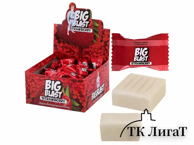 Жевательная резинка BIGBLAST со вкусом клубники, 100 шт. по 4 г в шоу-боксе, ТУРЦИЯ, УТ-00002107