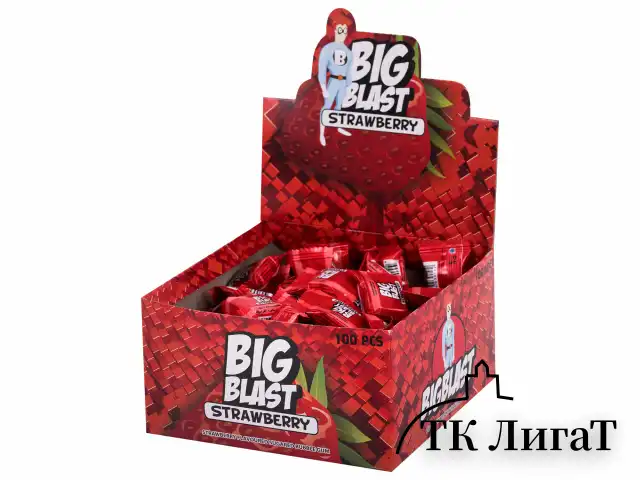 Жевательная резинка BIGBLAST со вкусом клубники, 100 шт. по 4 г в шоу-боксе, ТУРЦИЯ, УТ-00002107