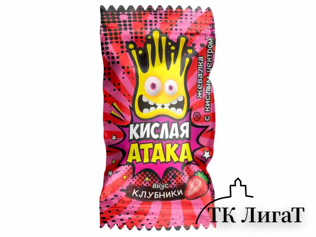 Конфета жевательная КИСЛАЯ АТАКА с кислым центром, ассорти 3 вкусов, 4,5 г, KA-1-1