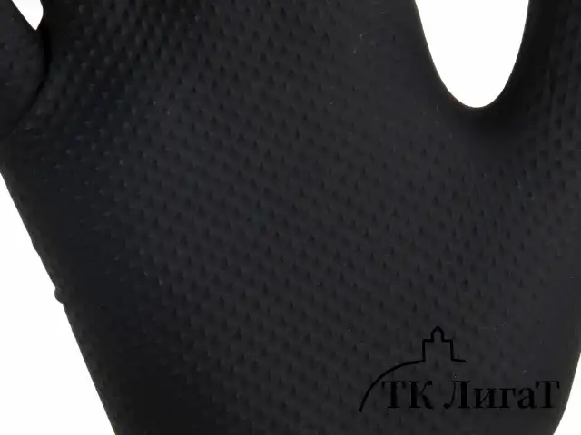 Перчатки нитриловые сверхпрочные с текстурой SFM MEGA TEX BLACK, Германия, 25 пар (50 шт.), размер S (малый)