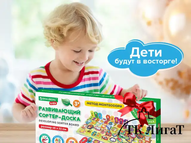 Сортер-доска деревянный развивающий по методу Монтессори, с магнитной рыбалкой BRAUBERG KIDS, 665242