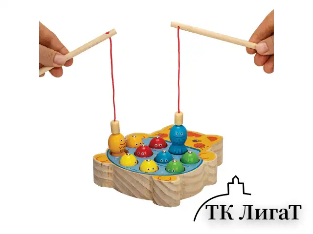 Сортер-рыбалка магнитный деревянный развивающий "Кот", BRAUBERG KIDS, 665246