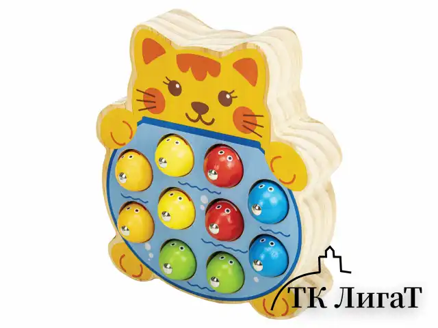 Сортер-рыбалка магнитный деревянный развивающий "Кот", BRAUBERG KIDS, 665246