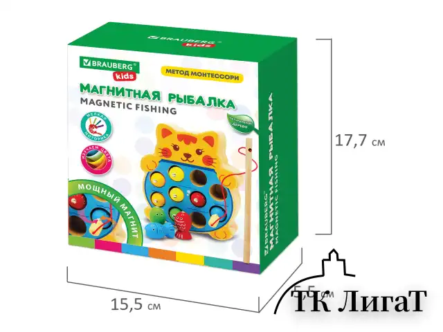 Сортер-рыбалка магнитный деревянный развивающий "Кот", BRAUBERG KIDS, 665246
