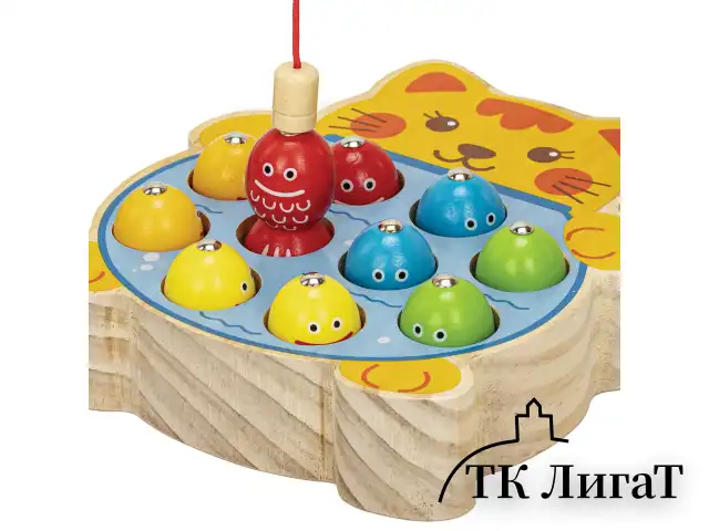 Сортер-рыбалка магнитный деревянный развивающий "Кот", BRAUBERG KIDS, 665246