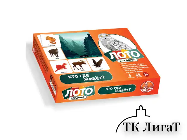 Настольная игра Лото для детей, картонное (6 полей, 48 карточек), АССОРТИ, 10 КОР