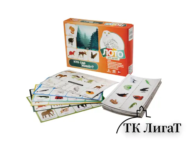 Настольная игра Лото для детей, картонное (6 полей, 48 карточек), АССОРТИ, 10 КОР