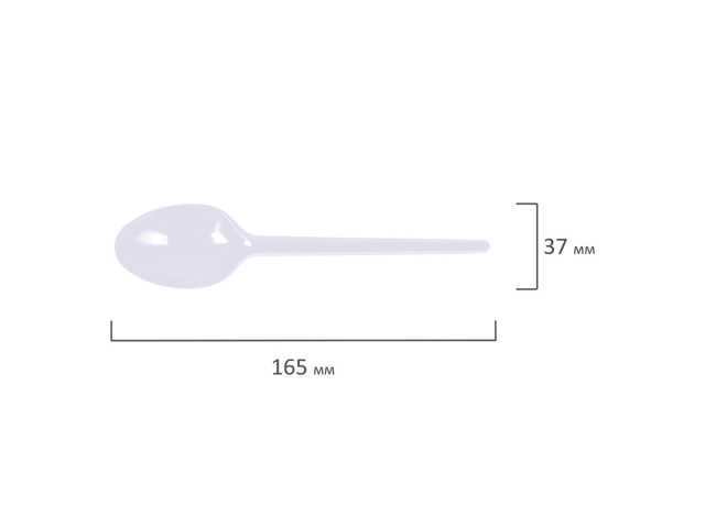 Ложка столовая одноразовая пластиковая 165 мм, белая, КОМПЛЕКТ 100 шт., БЮДЖЕТ, LAIMA, 600947