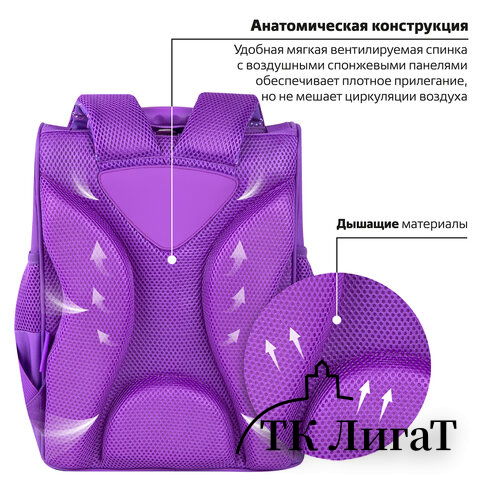 Ранец ПИФАГОР BASIC, 1 отделение, 3 кармана, эргономичная спинка, 