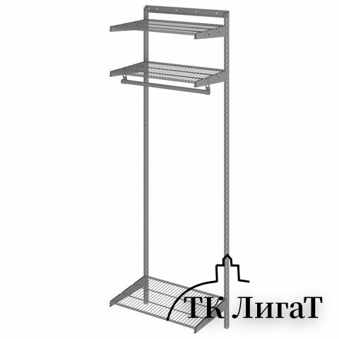 Гардеробная система BASIC G60 (в2050*ш640*г450мм), 3 полки, 1 штанга, графит, S70299913515