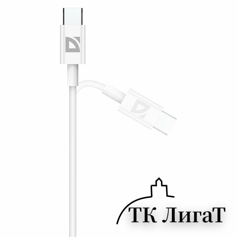 Кабель USB Type-C-Type-C, 60 Вт, белый, 2 м, DEFENDER F182, 87538