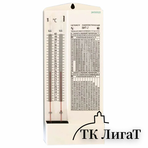Гигрометр психрометрический ВИТ-2 с поверкой РФ, диапазон: от +15 до +40 °С, ПТЗ ш/к 32617