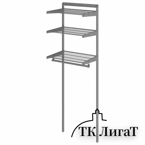 Гардеробная система BASIC G60 (в2050*ш640*г450мм), 3 полки, 1 штанга, графит, S70299913515