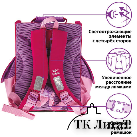 Ранец ЮНЛАНДИЯ by TIGER FAMILY, Эргономичный, 